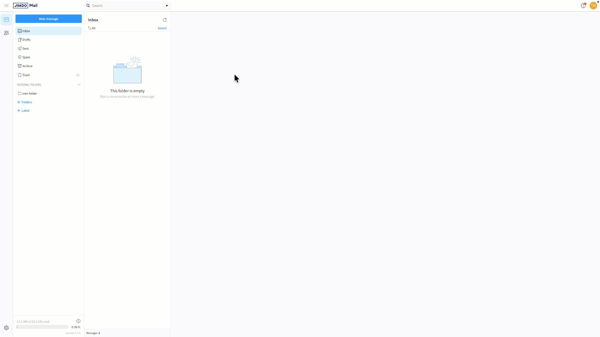 Animatie die laat zien hoe je contactpersonen importeert in de nieuwe JimdoMail webmail: Contacten wordt geopend, in het menu aan de linkerkant wordt op Contacten importeren geklikt, Contacten toevoegen aan een bestaand adresboek wordt geselecteerd, er worden een adresboek en het geëxporteerde bestand gekozen en er wordt op Contacten importeren geklikt.