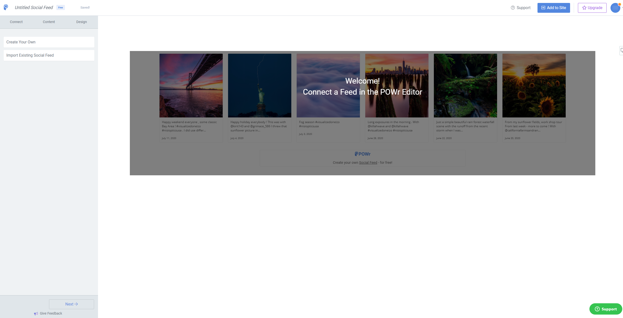A screenshot showing the POWr user interface